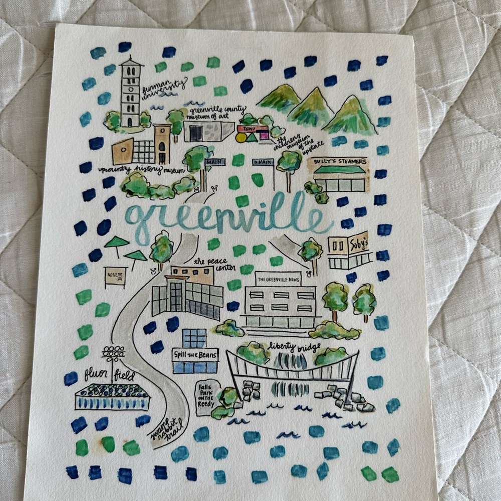Small Evelyn Henson Greenville Illustrated Art Print